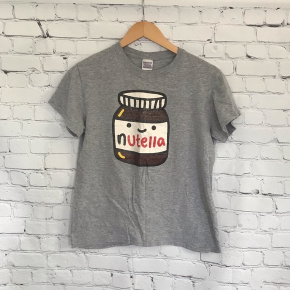 Tops - 🖤Quirky Cotton Nutella print grey tee shirt